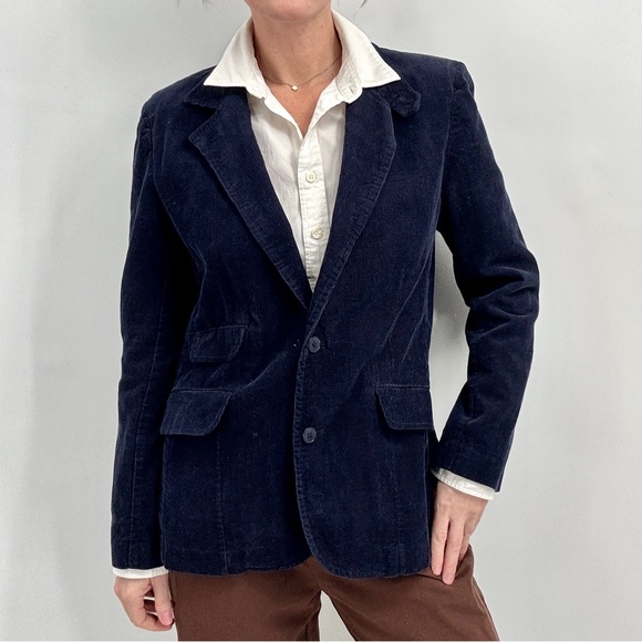 mistral Jackets & Blazers - Vintage Corduroy Blazer Women Navy Blue Jacket Preppy Academia Classic Japan